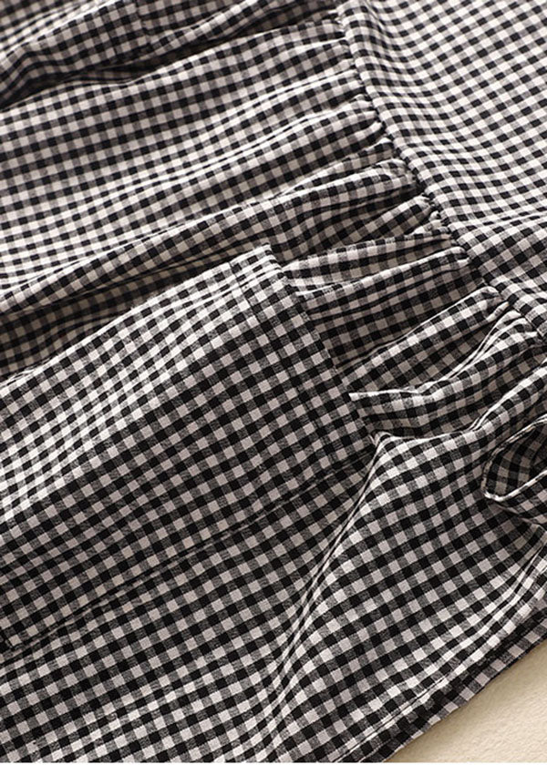 Gingham Check Empire Waist Side Tie Patch Pocket Sleeveless Midi Dress - View 4
