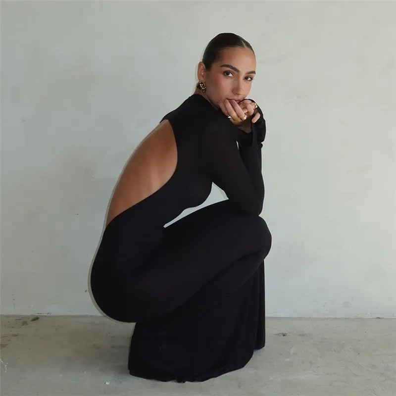 Backless Bodycon Maxi Dress