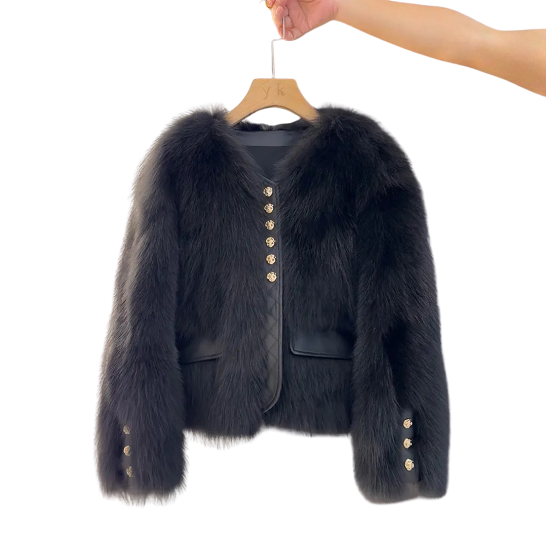 Faux Fur Contrast Trim Button Front Cropped Jacket 5