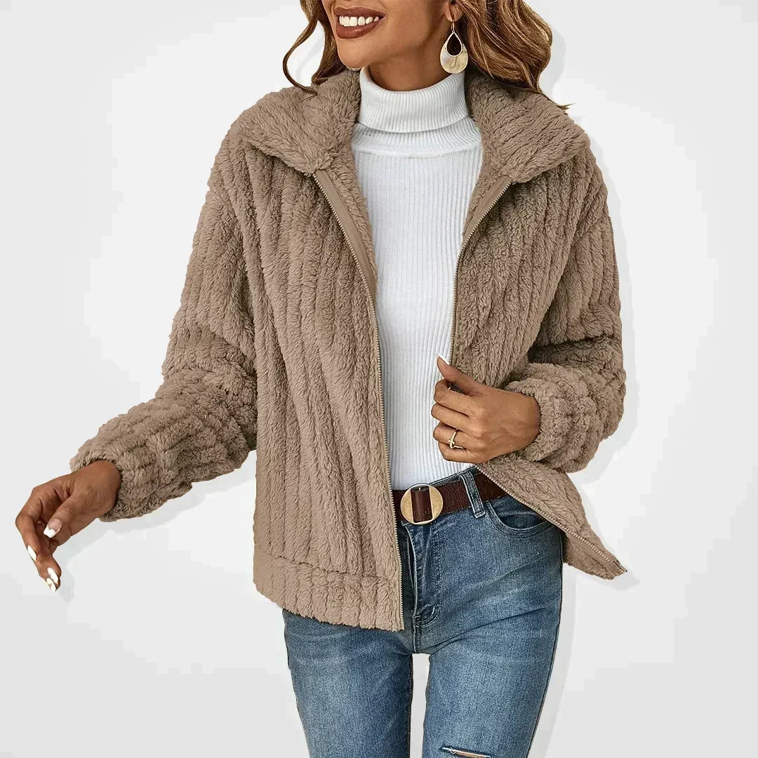 Zip Front Plush Fleece Jacket 6