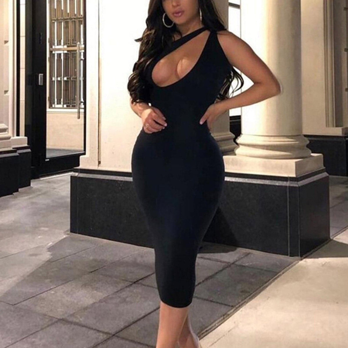 One Shoulder Cut Out Bodycon Maxi Dress - View 4