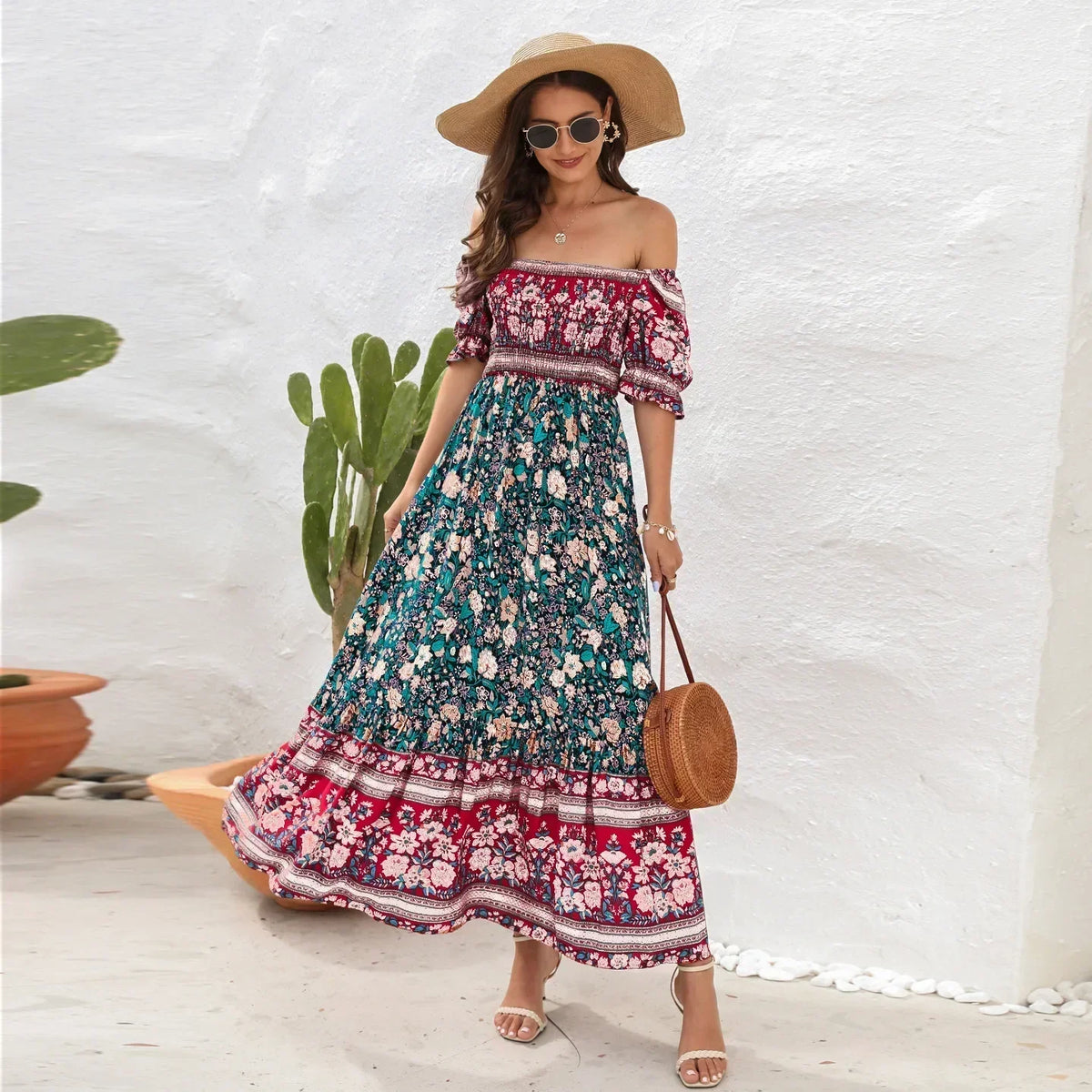 Midi Beach Vacation Boho Dress