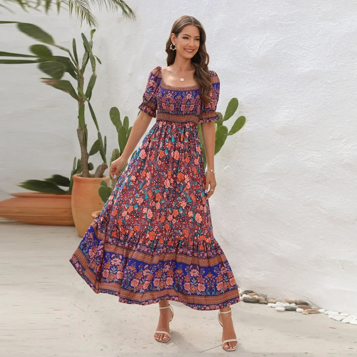 Midi Beach Vacation Boho Dress