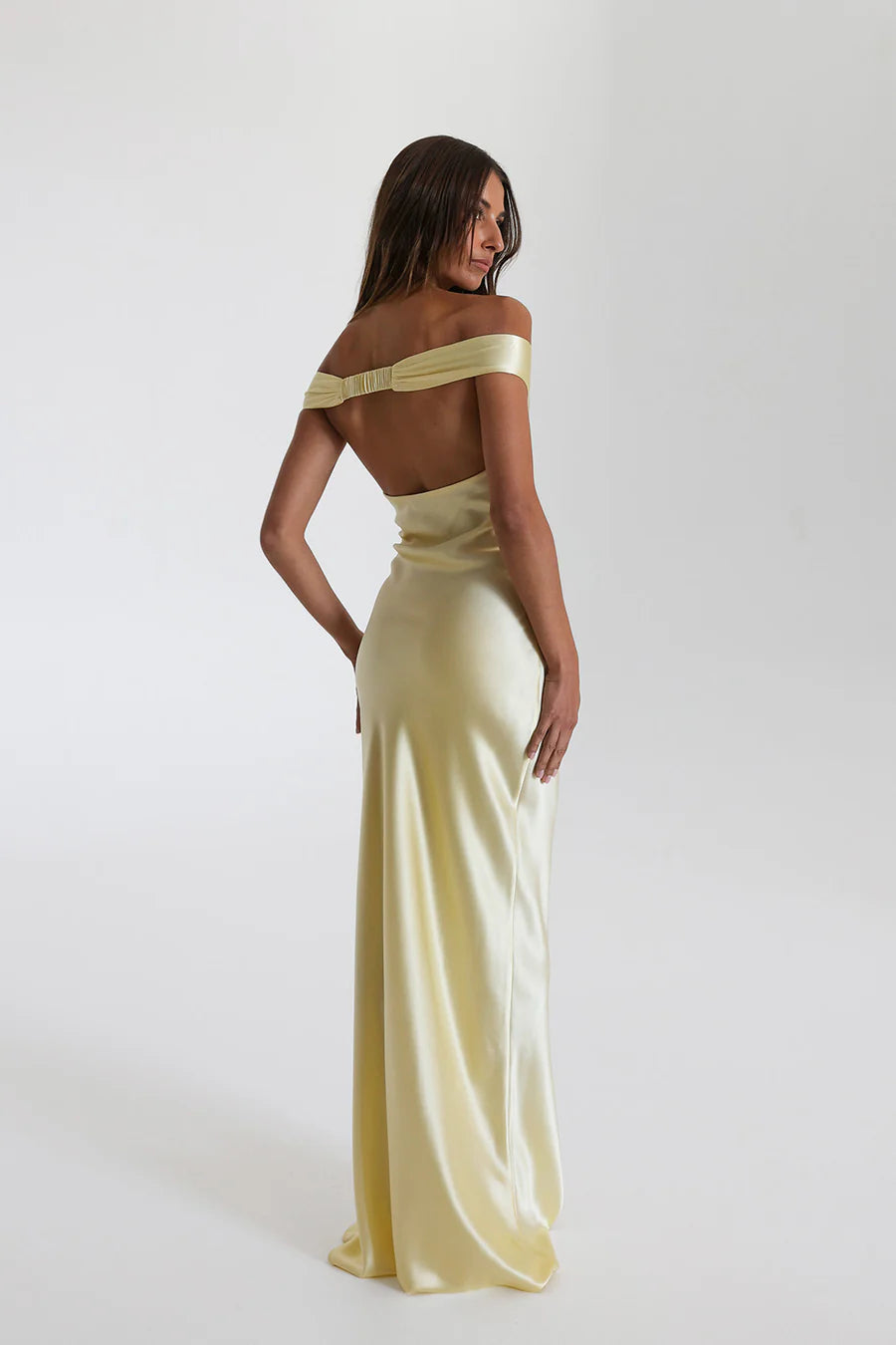Off Shoulder Satin Maxi Dress - View 2