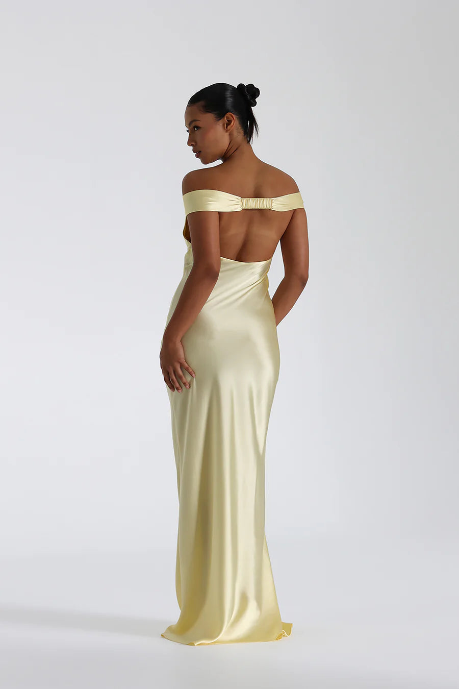 Off Shoulder Satin Maxi Dress - View 4