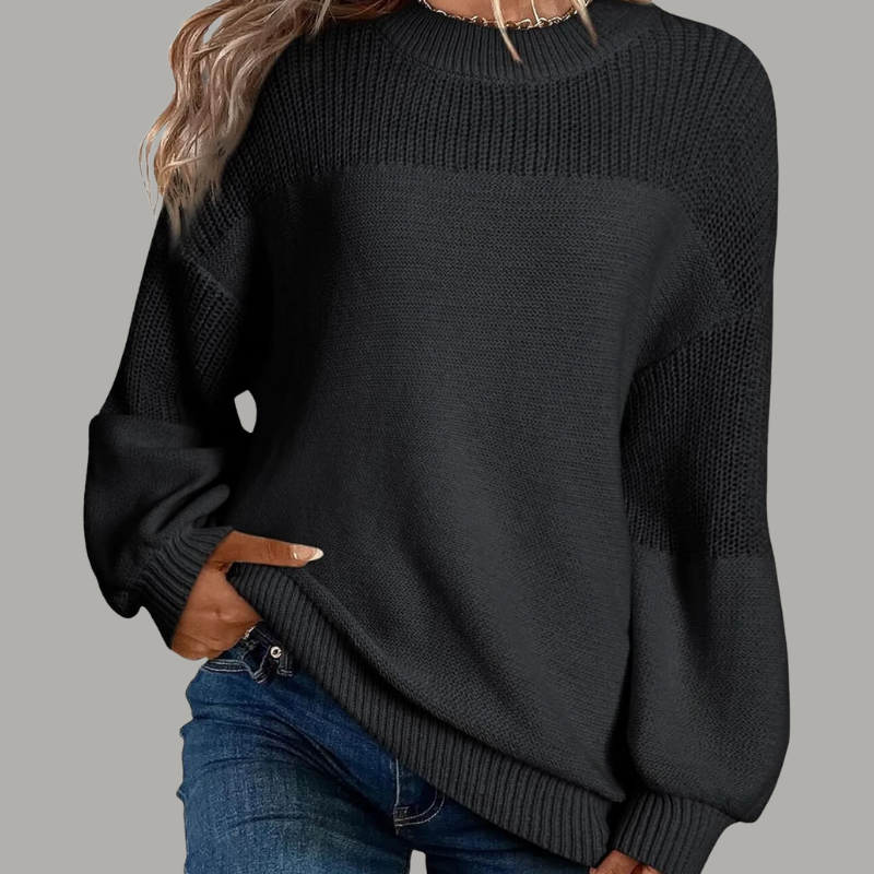 Crew Neck Drop Shoulder Long Sleeve Oversized Sweater 3