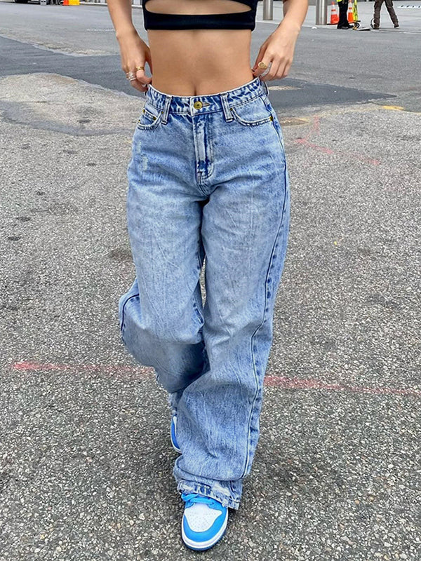 Wash Straight Leg Boyfriend Jeans
