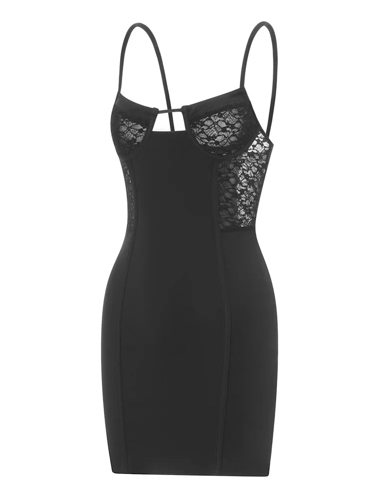 Lace Backless Spaghetti Strap Mini Dresses - View 5