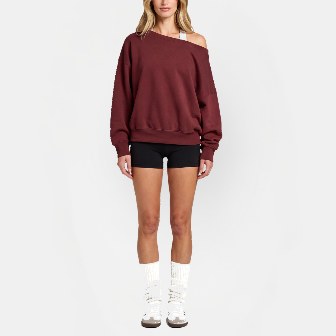 Boat Neck Drawstring Side Oversized Sweatshirt 6