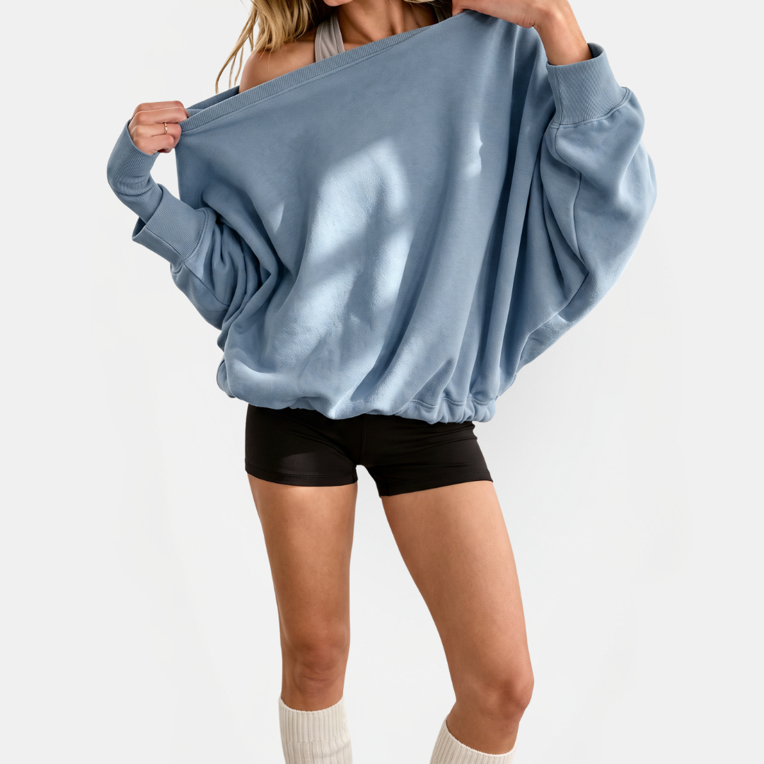 Boat Neck Drawstring Side Oversized Sweatshirt 7