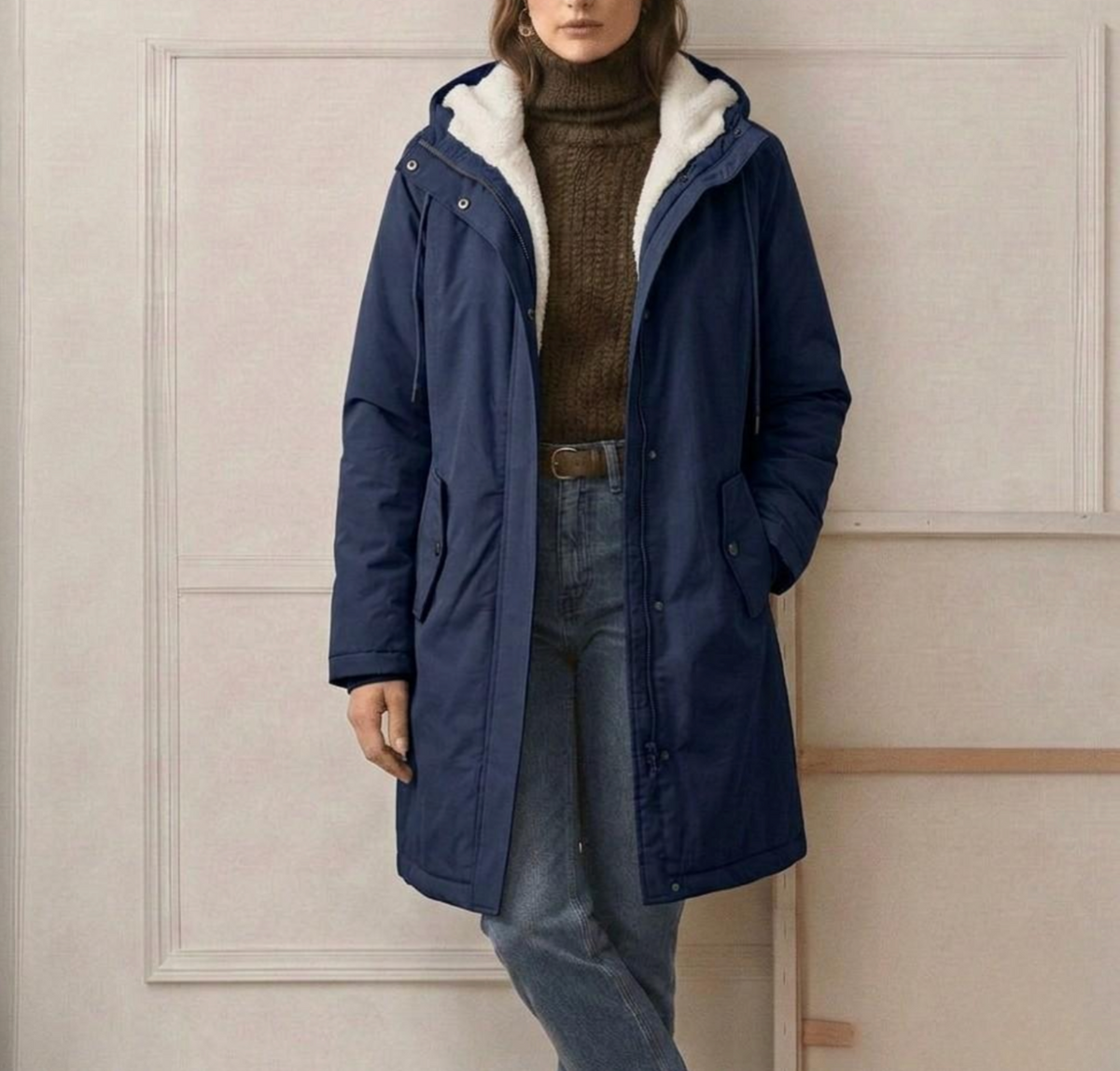 Hooded Sherpa Lined Zip Front Parka Coat 6