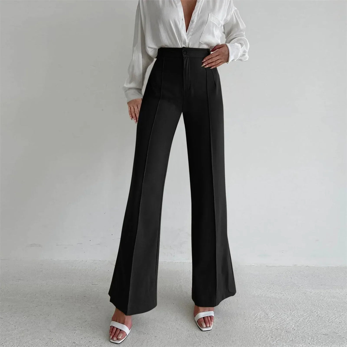 Loose Split Straight Casual Pants Black / S
