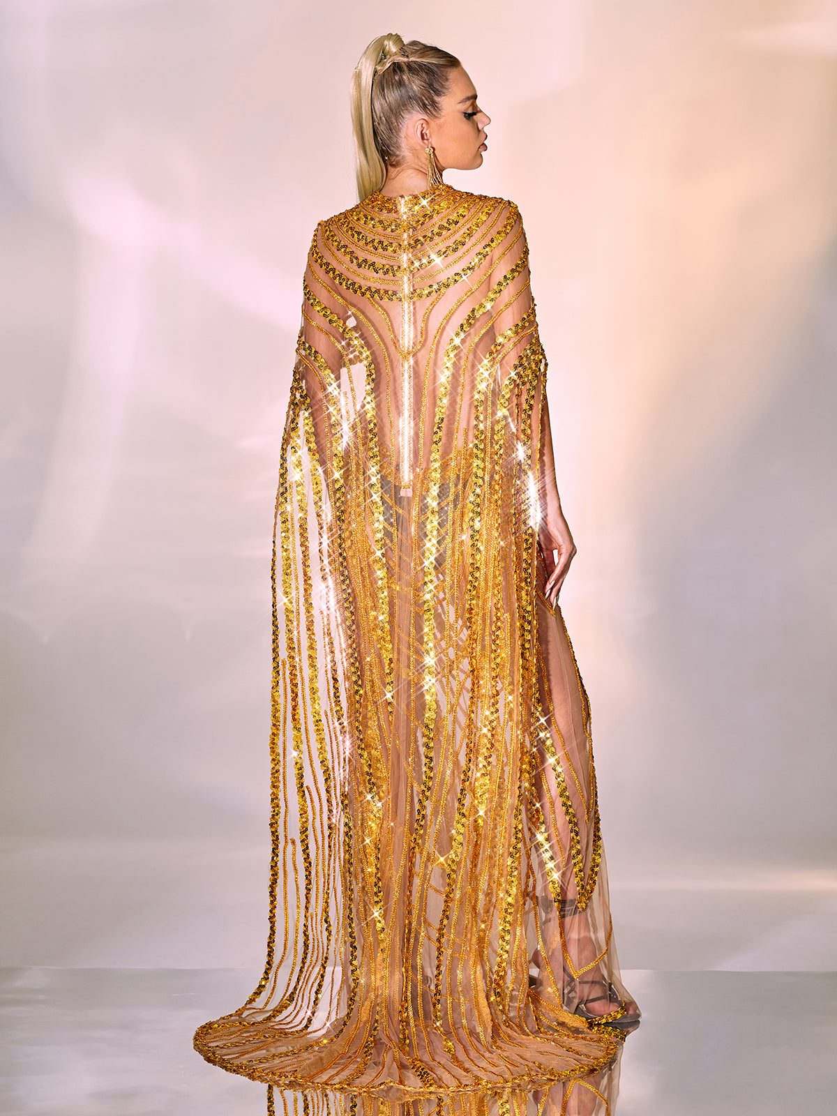 Chana Sequin Crystal Mesh Maxi Dress - View 5