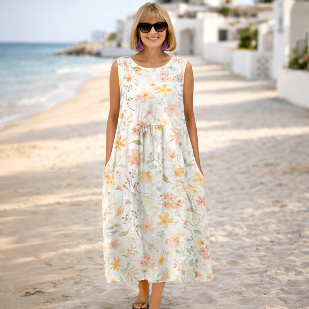 Floral Round Neck Sleeveless Midi Dress 6