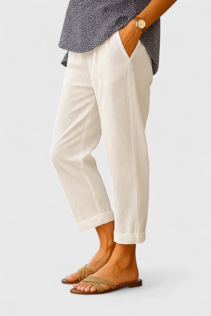 High Waist Tapered Cuffed Hem Pants 2