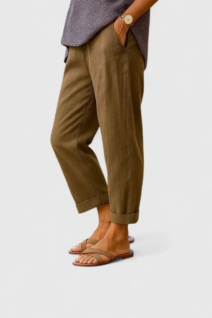 High Waist Tapered Cuffed Hem Pants 3