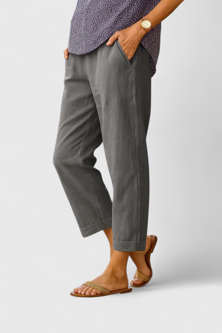 High Waist Tapered Cuffed Hem Pants 5