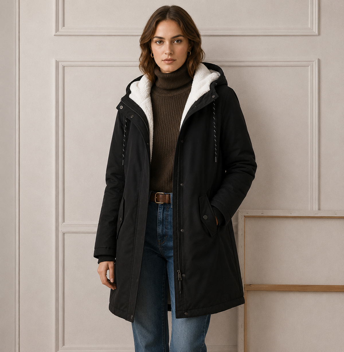 Hooded Sherpa Lined Zip Front Utility Parka Jacket 8