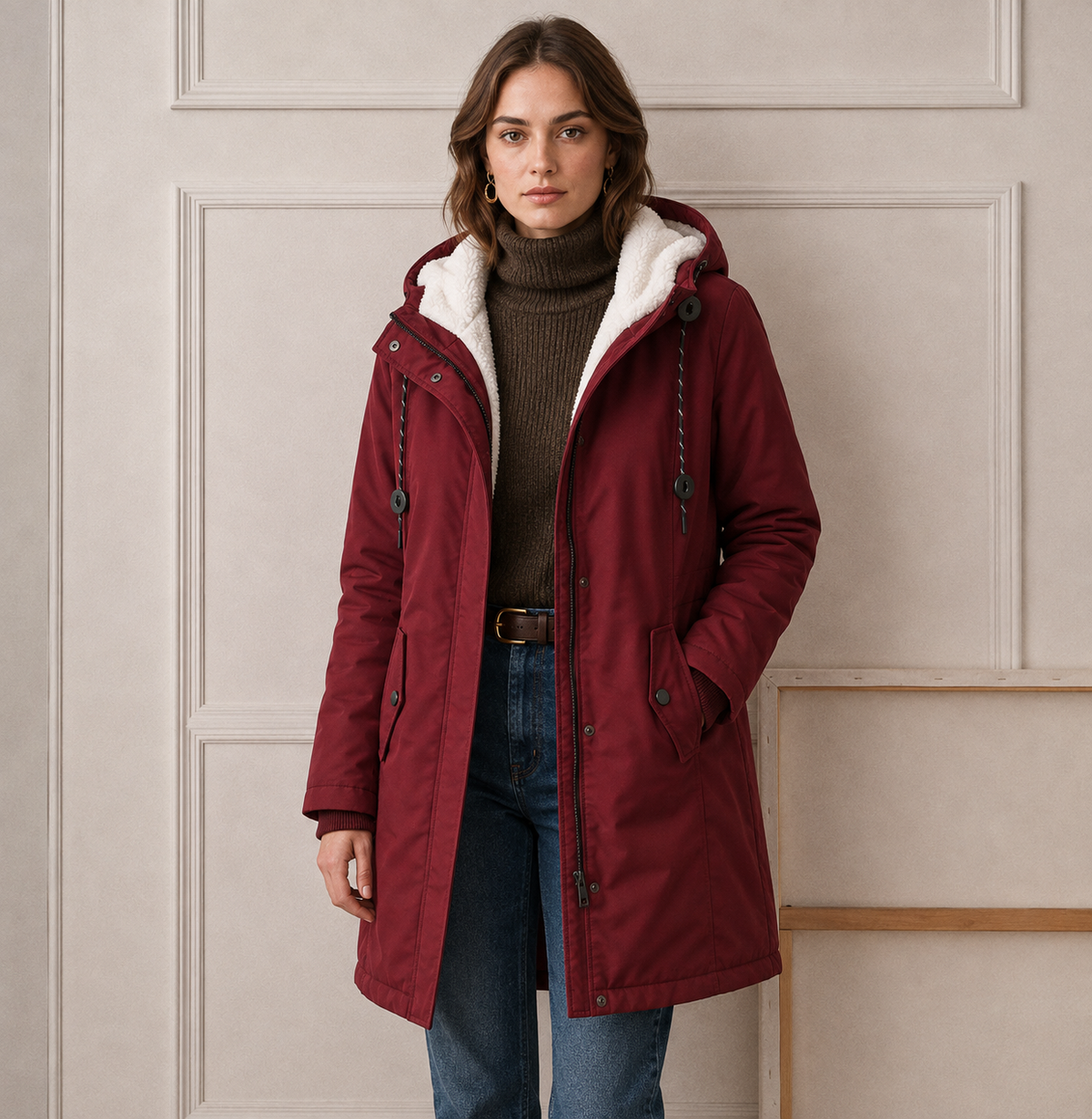Hooded Sherpa Lined Zip Front Utility Parka Jacket 10