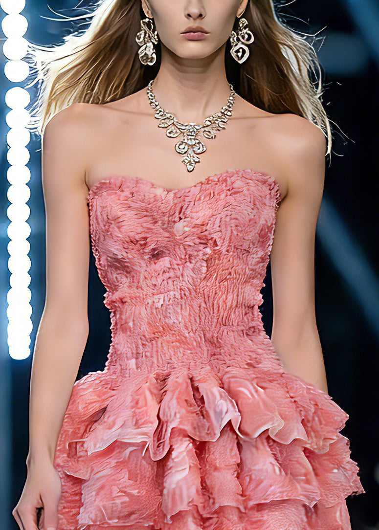 Strapless Sweetheart Ruched Bodice Tiered Ruffle Mini Dress - View 2