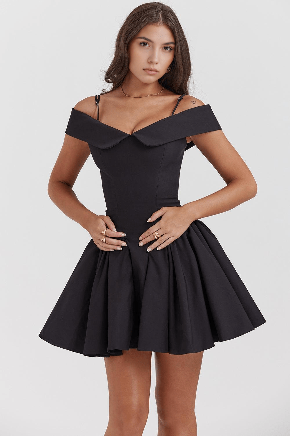 Off Shoulder Strappy Drop Waist Fit and Flare Mini Dress 6