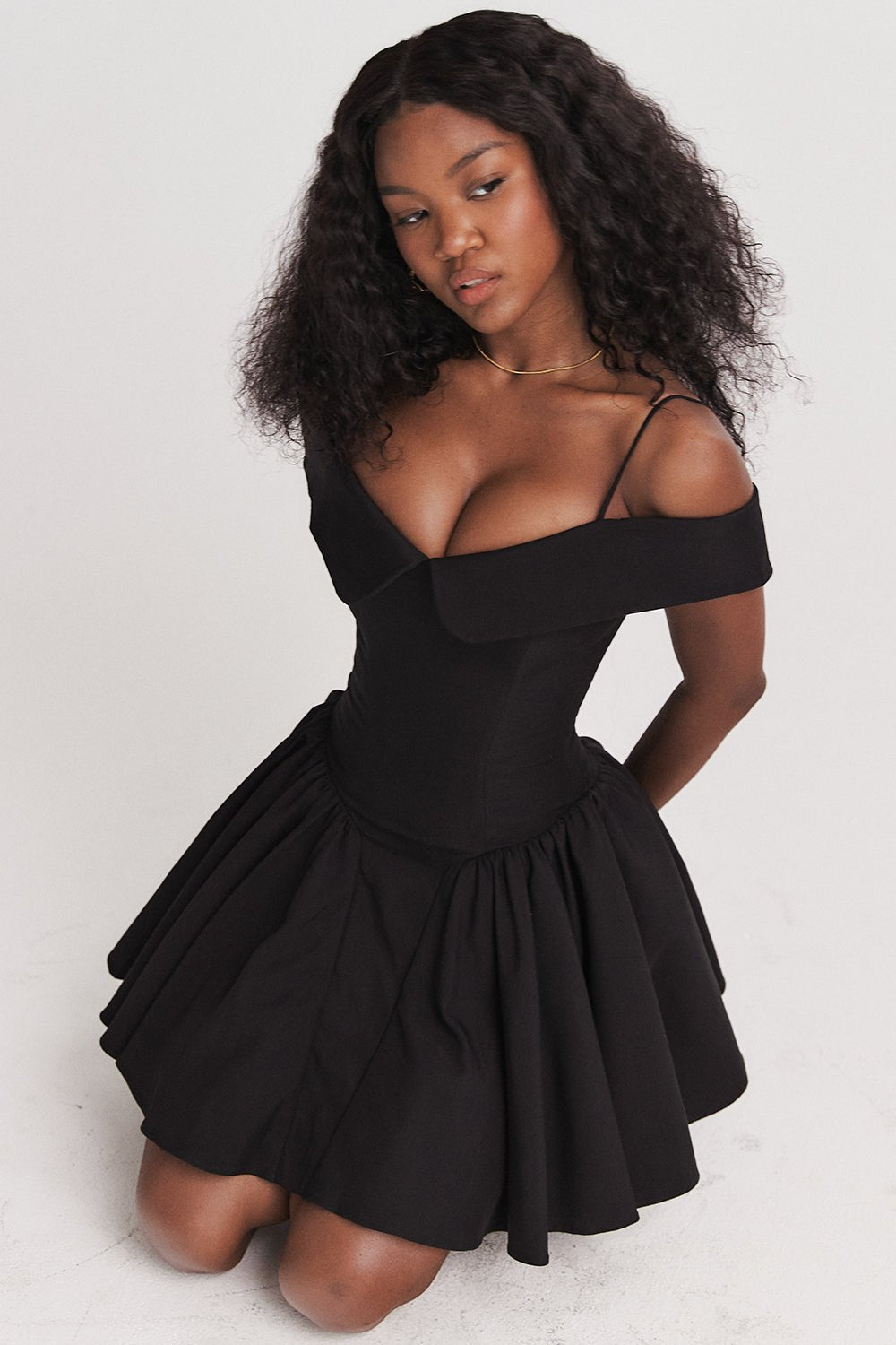 Off Shoulder Strappy Drop Waist Fit and Flare Mini Dress 9