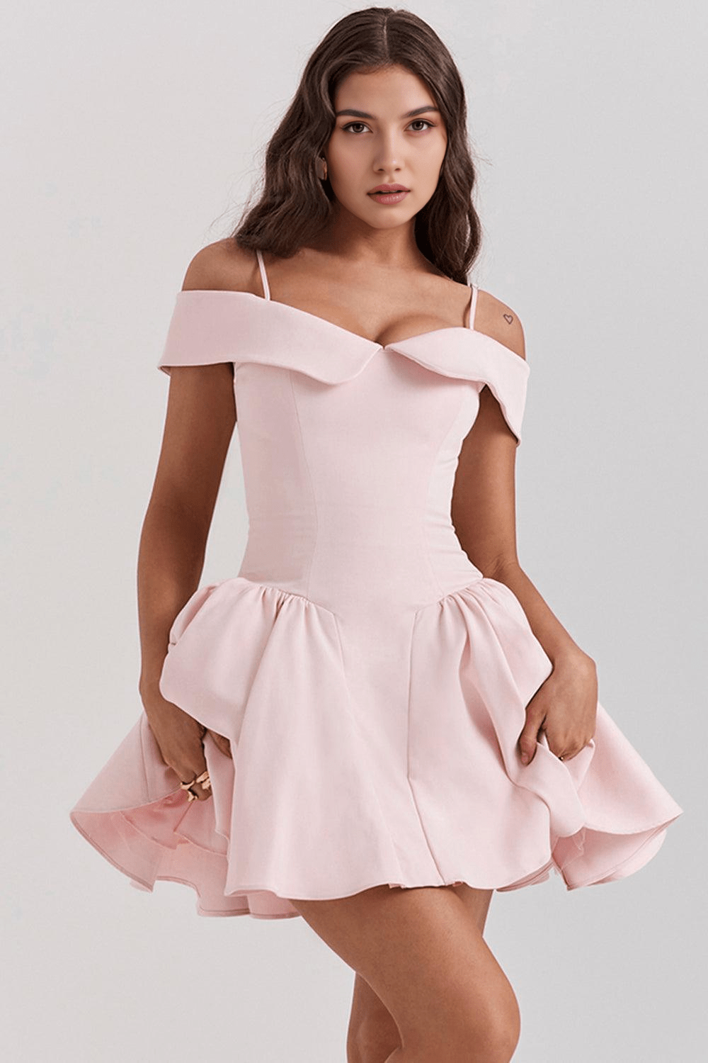 Off Shoulder Strappy Drop Waist Fit and Flare Mini Dress 4