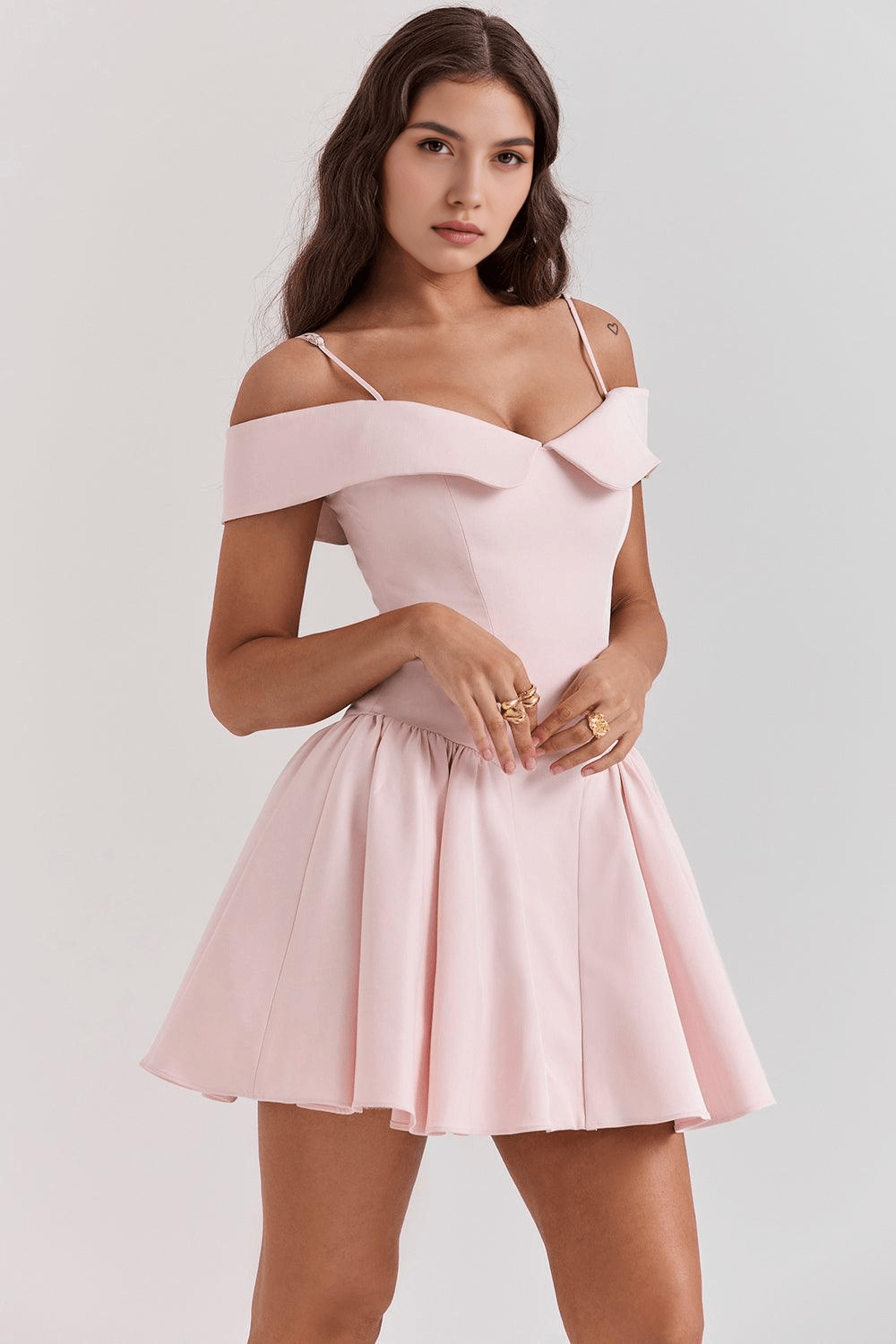 Off Shoulder Strappy Drop Waist Fit and Flare Mini Dress 11