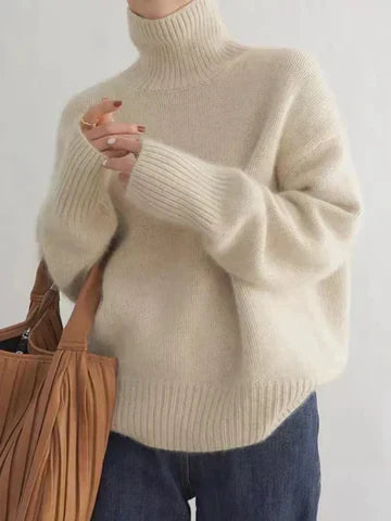 Turtleneck Drop Shoulder Oversized Knit Sweater