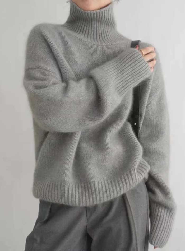 Turtleneck Drop Shoulder Oversized Sweater 5