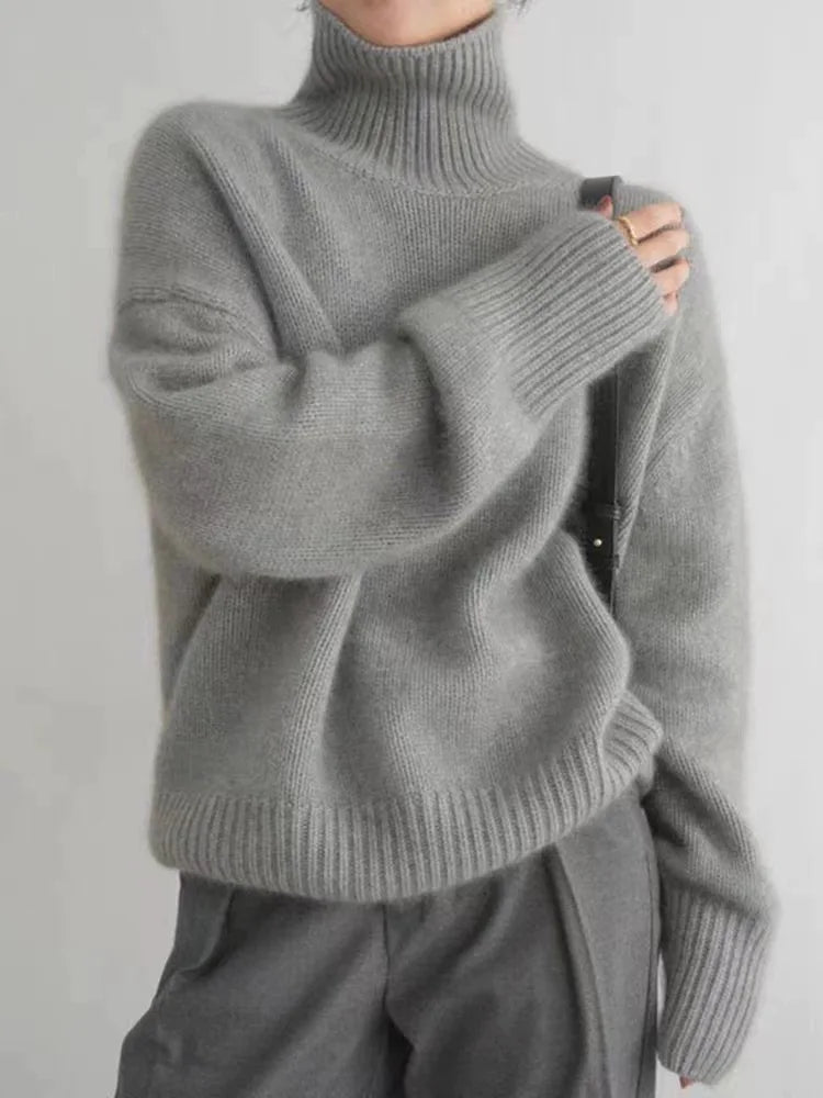 Turtleneck Drop Shoulder Oversized Knit Sweater 3