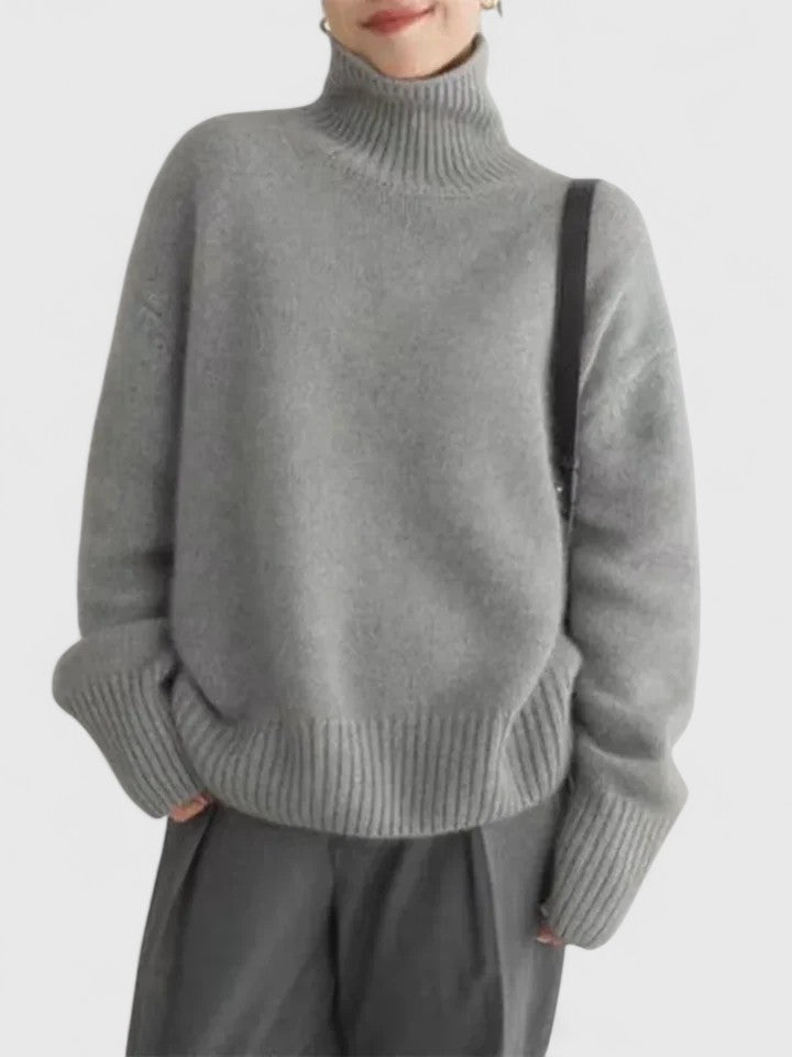 Turtleneck Long Sleeve Ribbed Oversized Knit Sweater 3