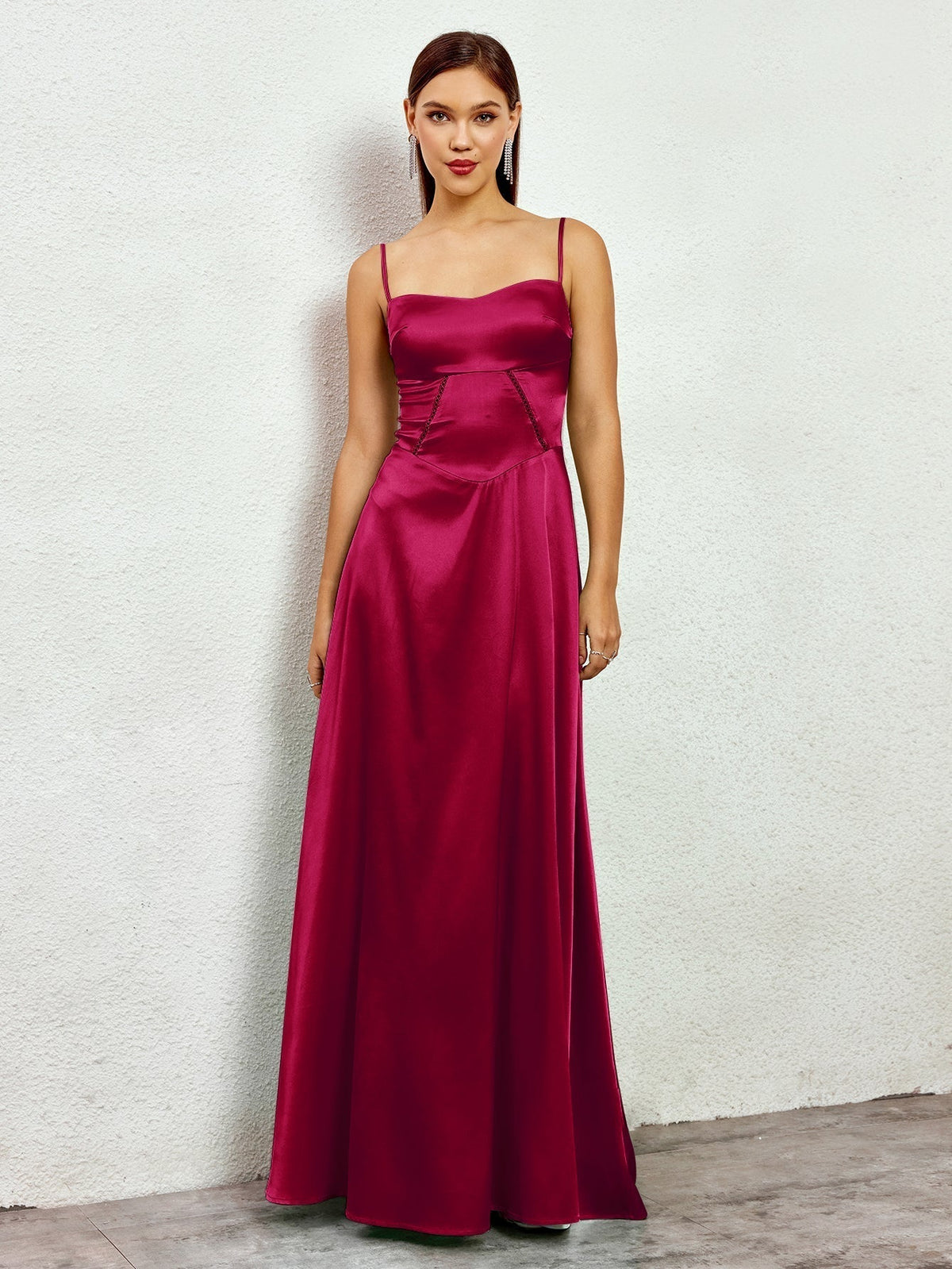 Crisscross Back Satin Maxi Dress - View 17