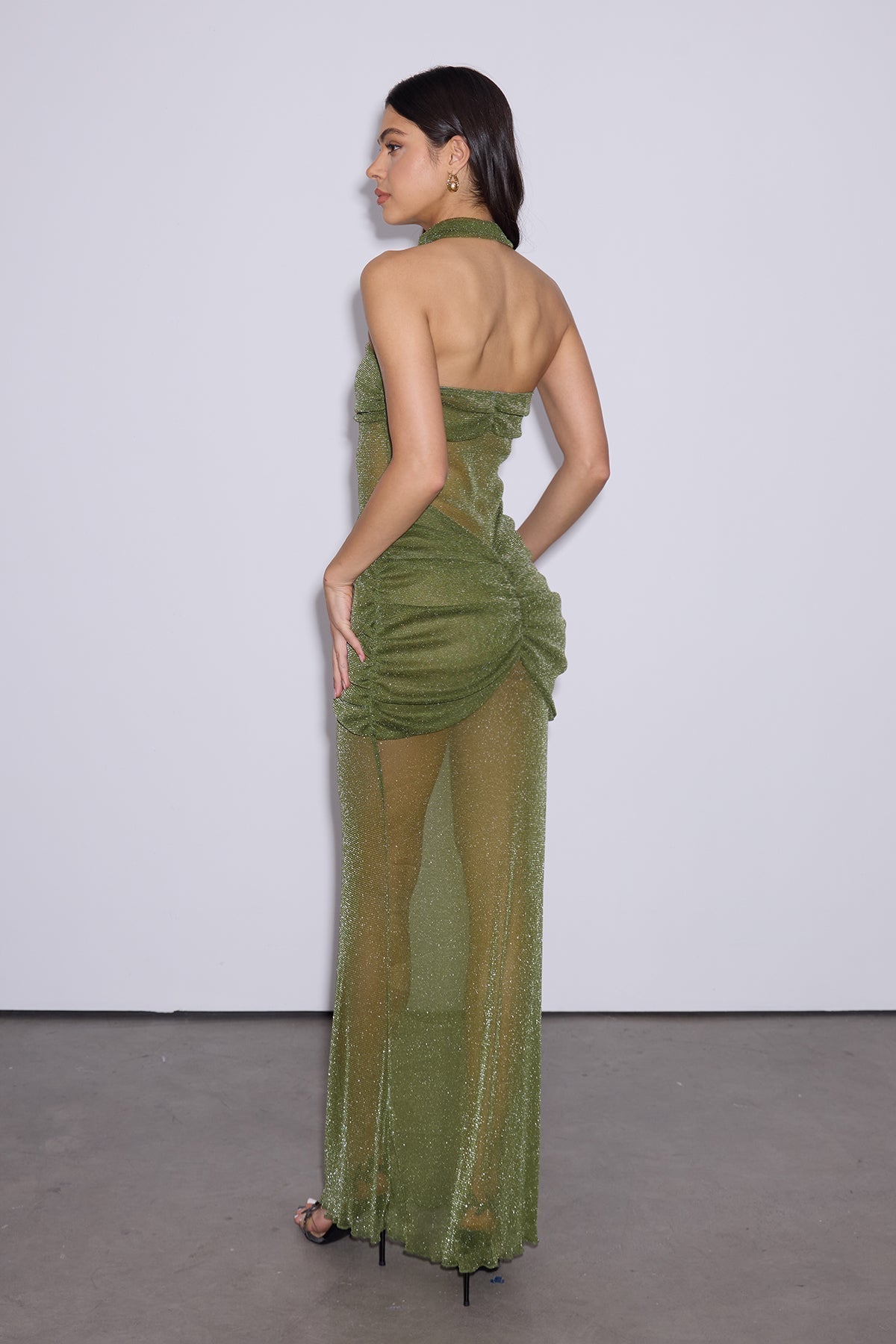Daedalus Strapless Sequin Maxi Dress In Green - View 4