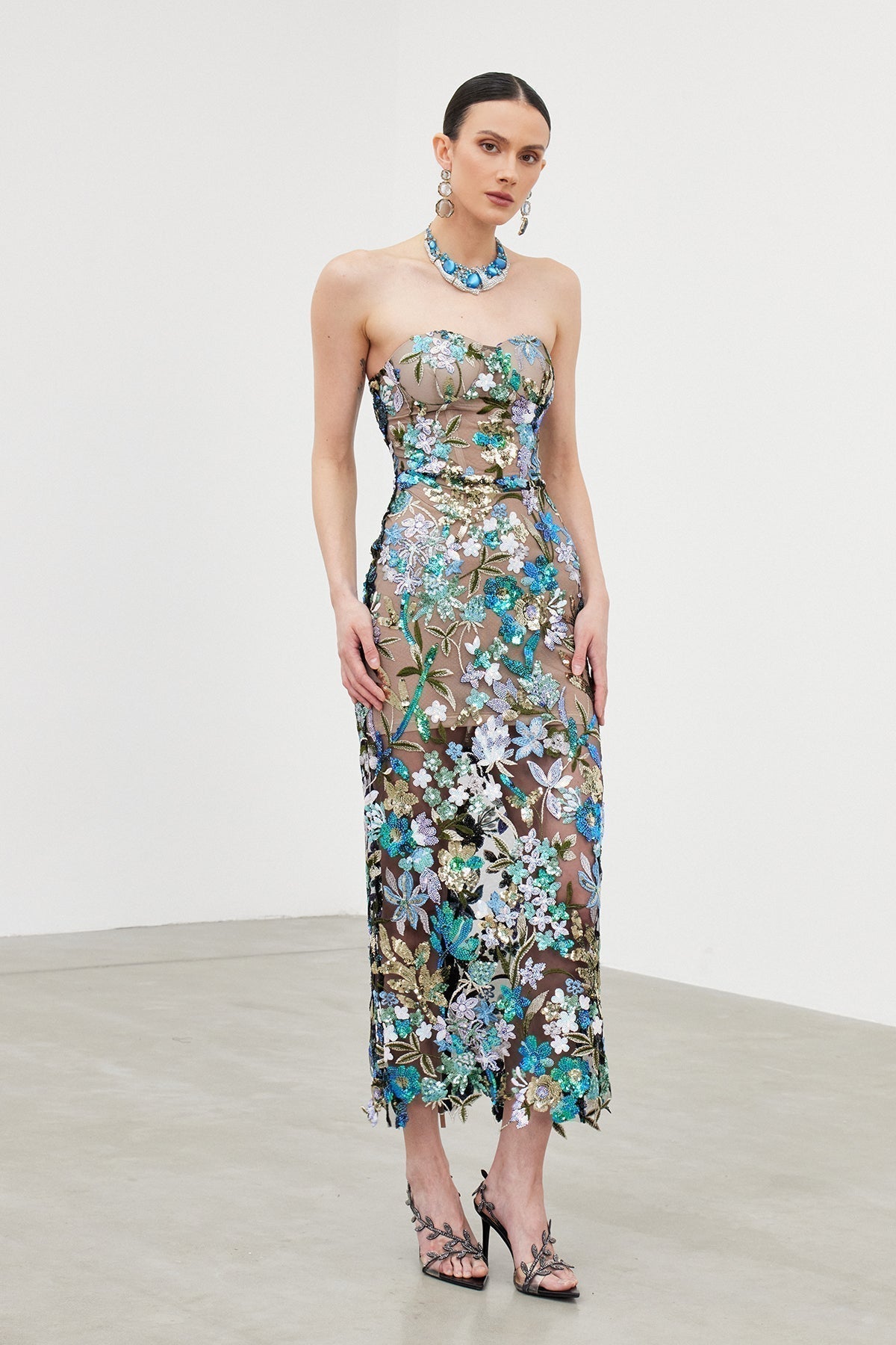 Denica Mesh Sequin Maxi Dress - View 2