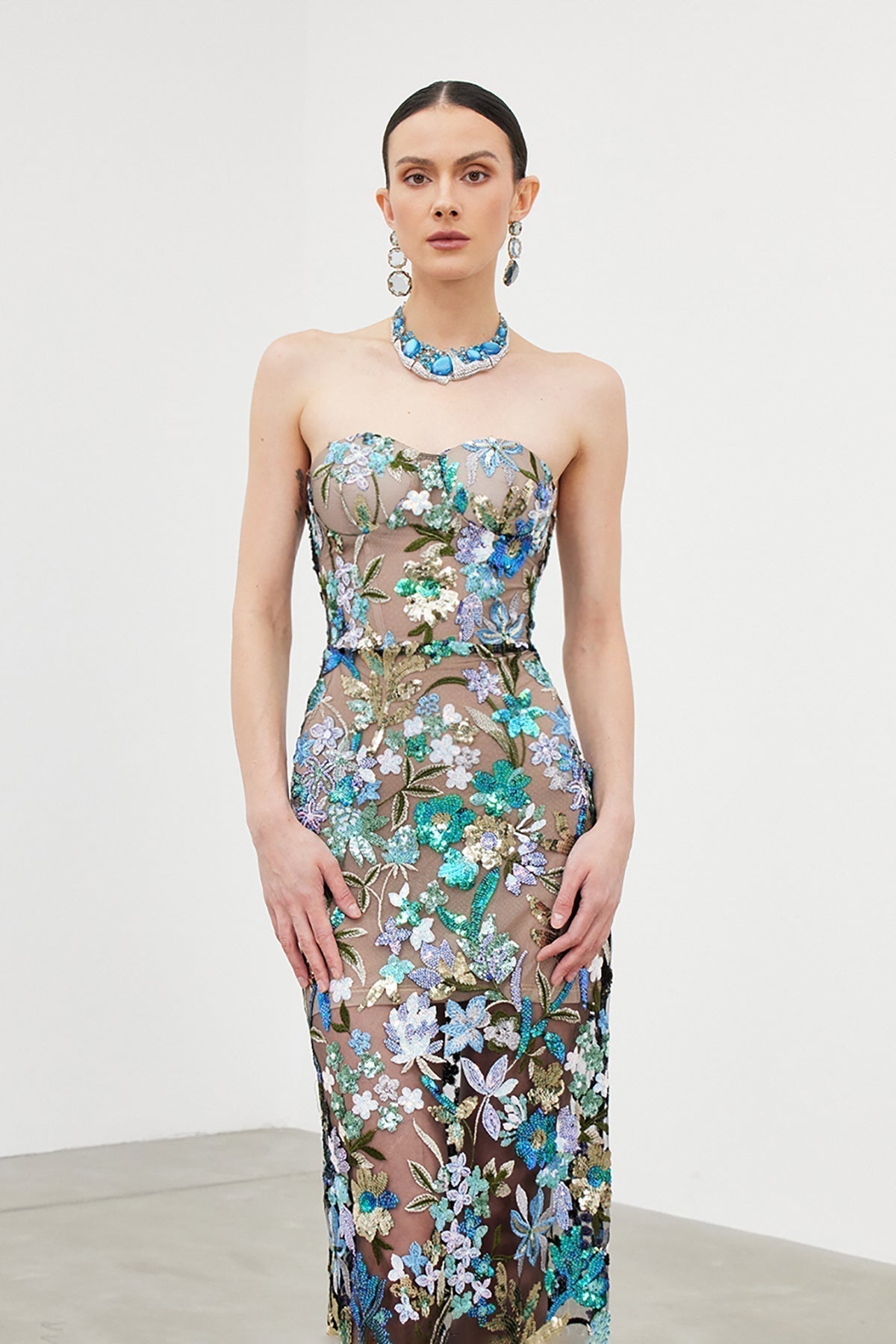 Denica Mesh Sequin Maxi Dress - View 6