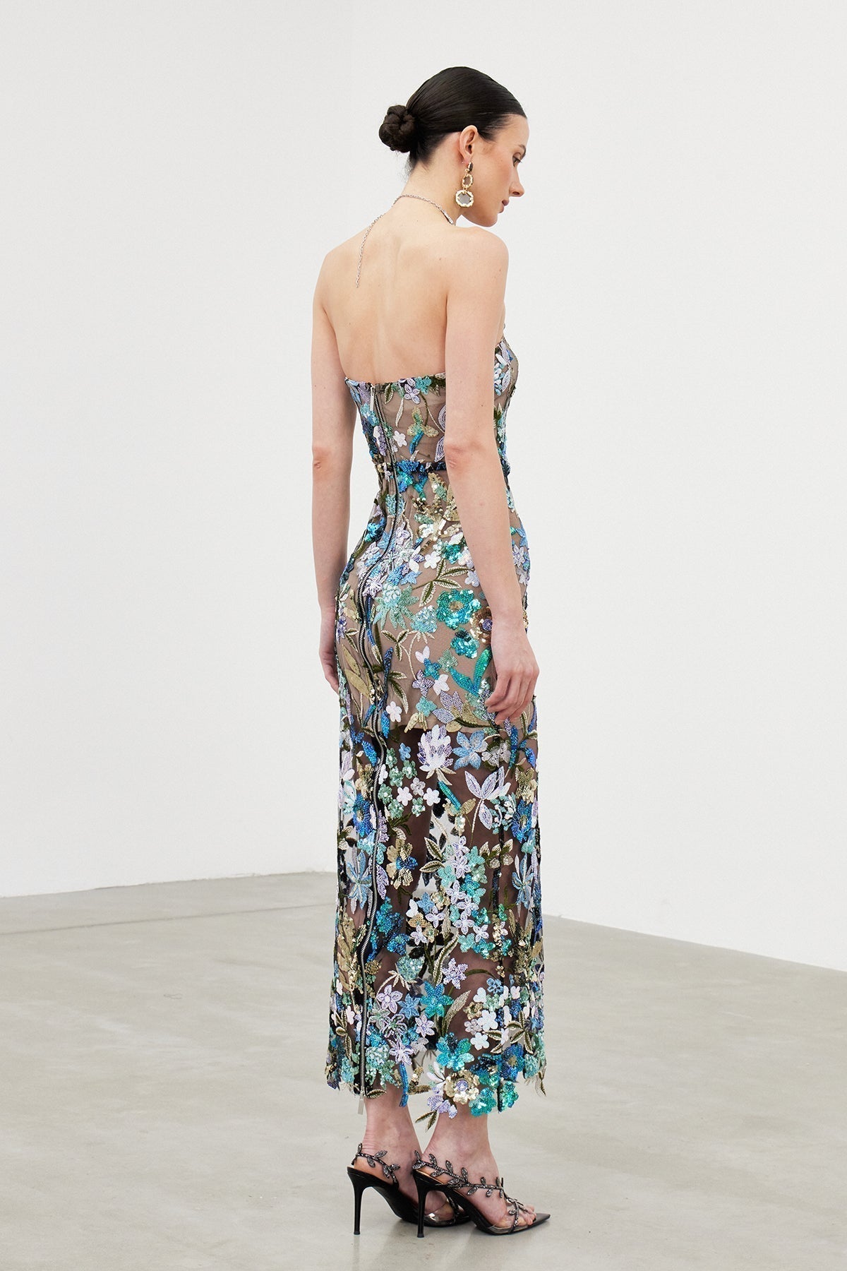 Denica Mesh Sequin Maxi Dress - View 4
