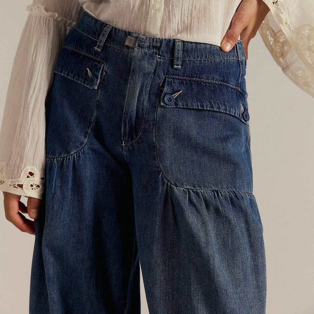 High Waist Drawstring Cuff Balloon Leg Jeans 7