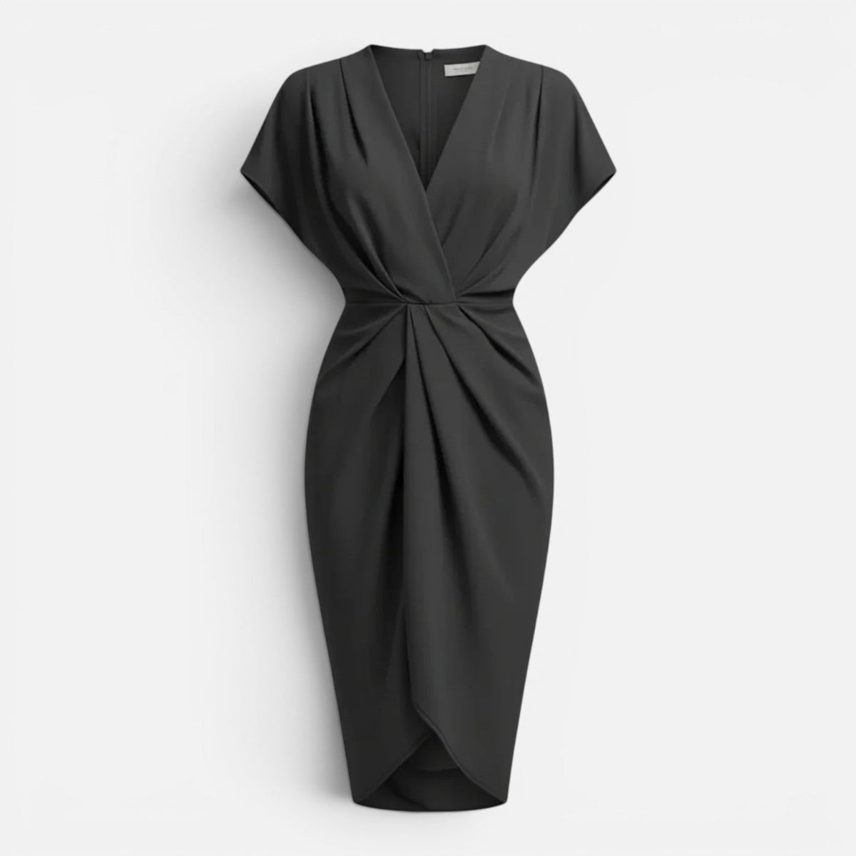 V-Neck Twist Front Draped Wrap Midi Dress 9