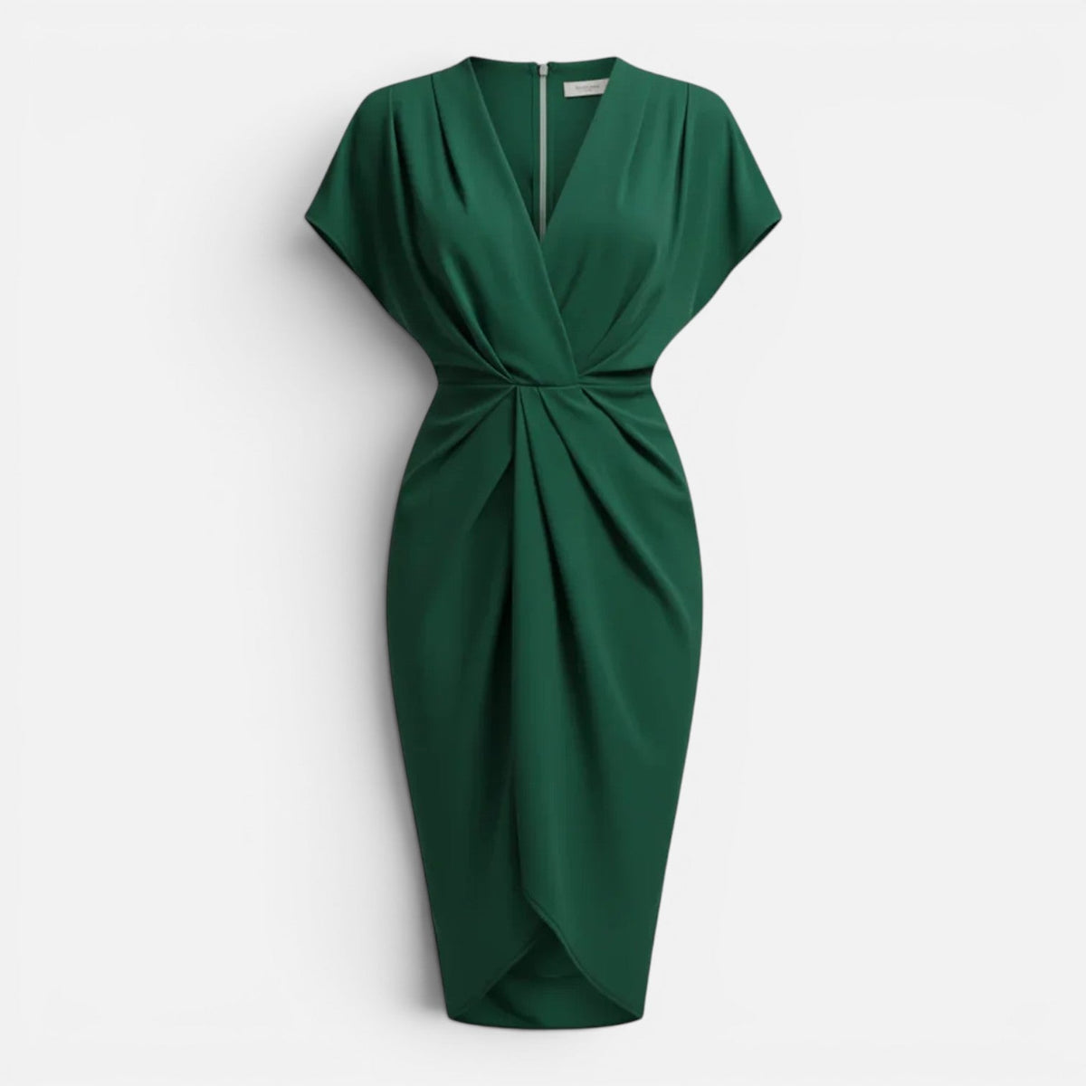 V-Neck Twist Front Draped Wrap Midi Dress 6