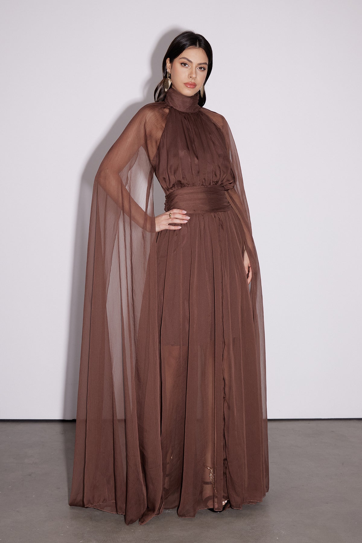 Dylan Backless Ruch Mesh Maxi Dress - View 2