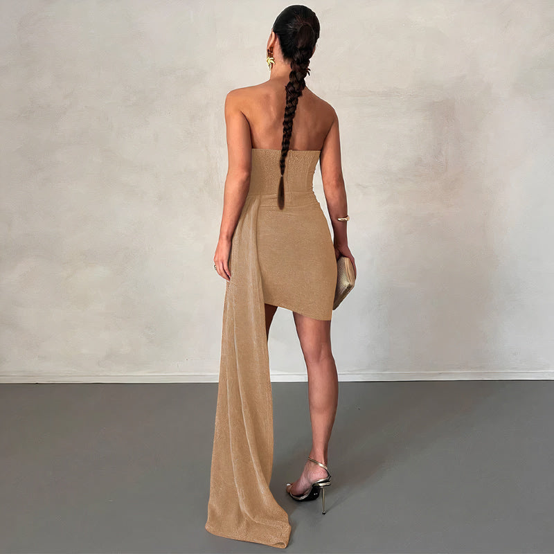 Glitter Strapless Bustier Ruched Mini Cocktail Dress - View 2