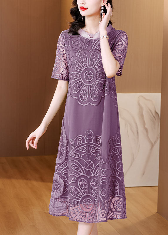 Elegant Green Embroideried Ruffled Tulle Long Dresses Short Sleeve - View 4