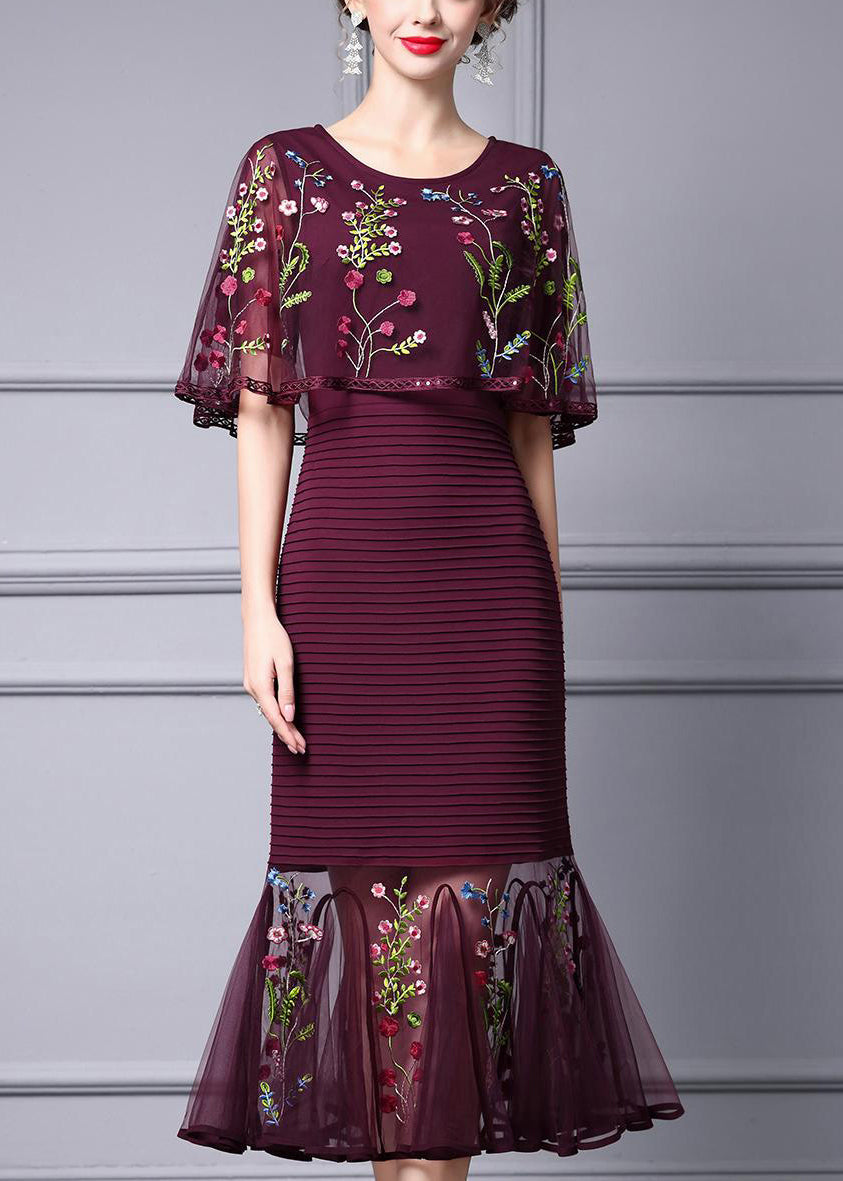 Velvet Floral Print Off Shoulder Cape Sleeve Maxi Dress - View 2