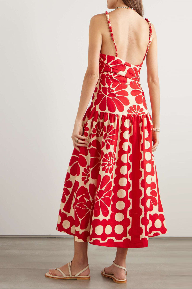 Soledad Red Spaghetti Strap Maxi Dress - View 2