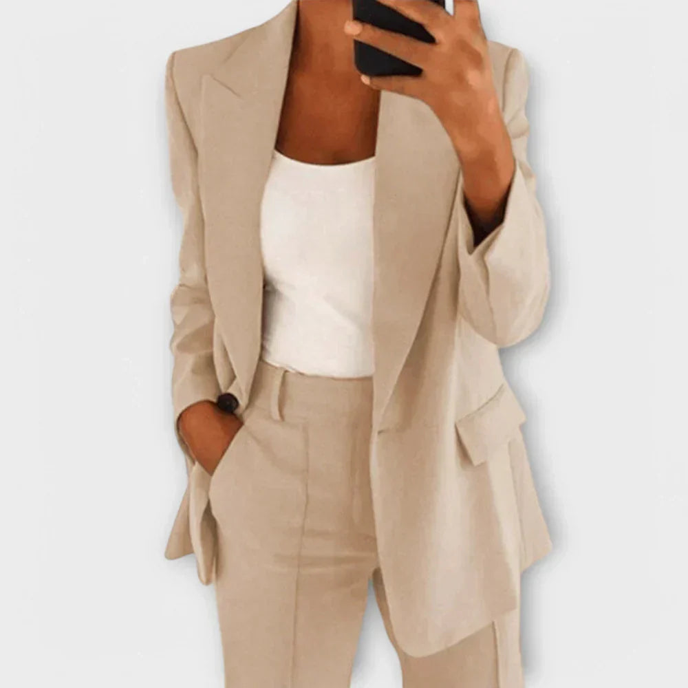 Long Sleeve Blazer and Straight Leg Pants Two Piece Set 5