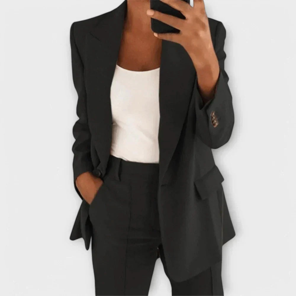 Long Sleeve Blazer and Straight Leg Pants Two Piece Set 2