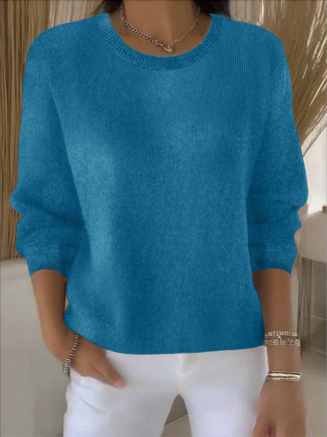Crew Neck Drop Shoulder Oversized Sweater 10