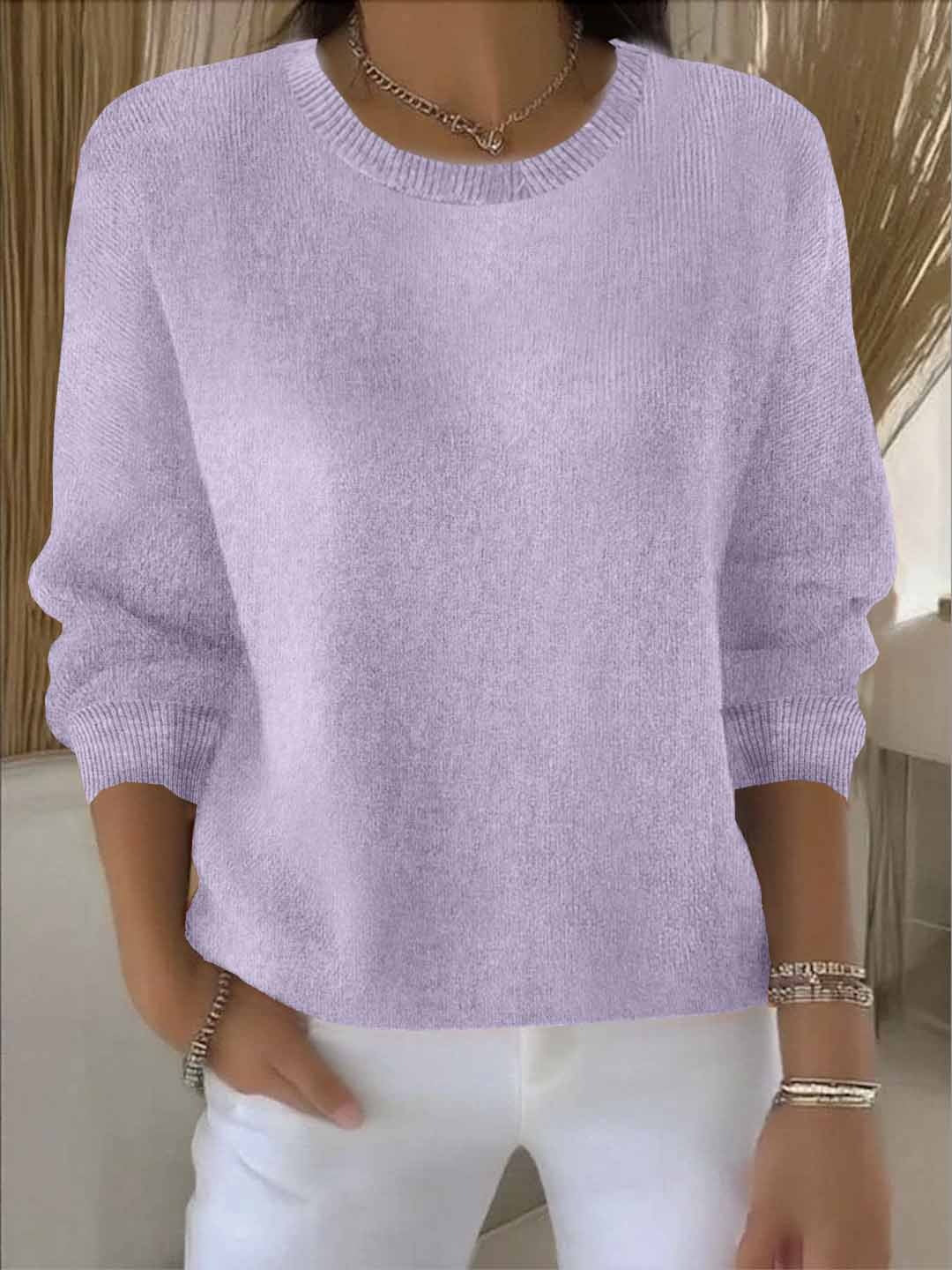Crew Neck Drop Shoulder Oversized Sweater 13