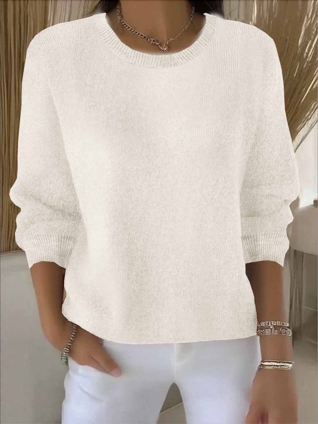 Crew Neck Drop Shoulder Oversized Sweater 2